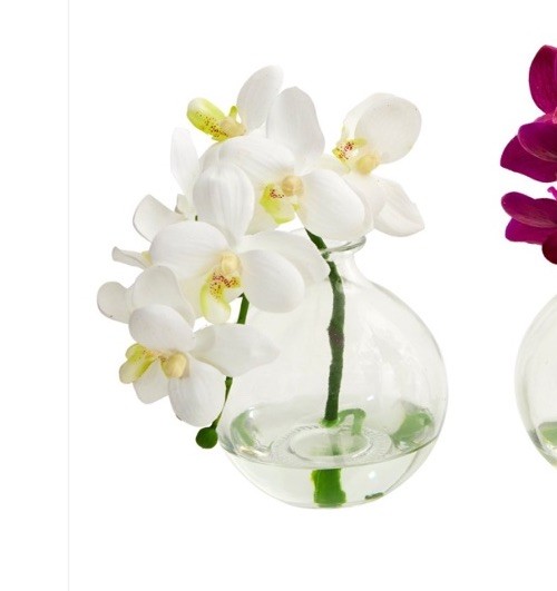 Nearly Natural 9-in Phalaenopsis Artificial Orchid in Vase – Set of 3