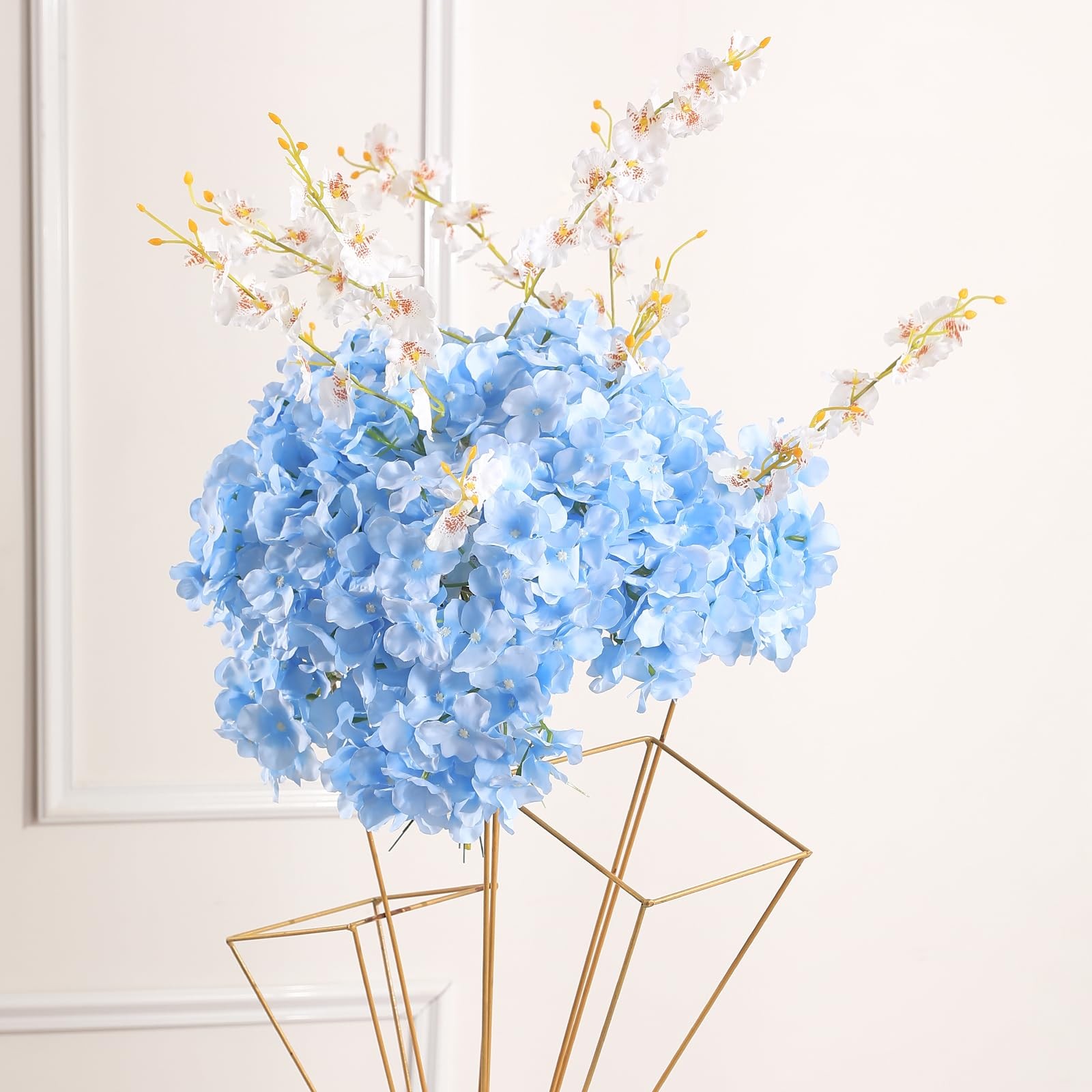 48 Pcs Blue Artificial Hydrangea Flowers Bulk, Faux Hydrangea Full Flowers He…