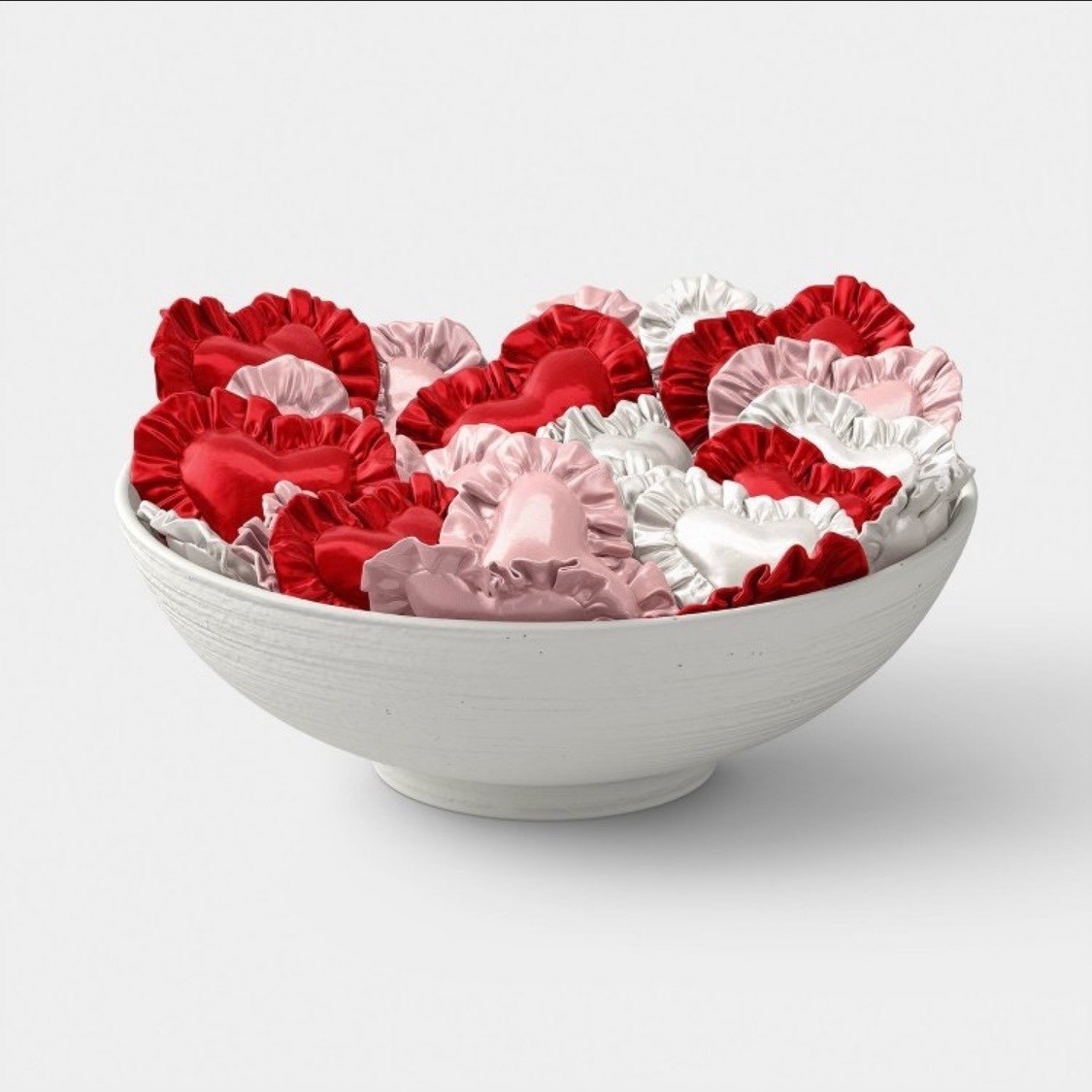 Threshold 15pc Ruffled Satin Heart Vase Filler Red Pink White Valentines Decor