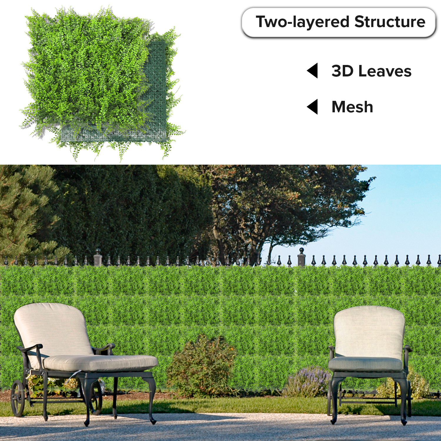 20″ Artificial Fern Leaf with cover back Privacy Fence Screen Home Decor Hedge