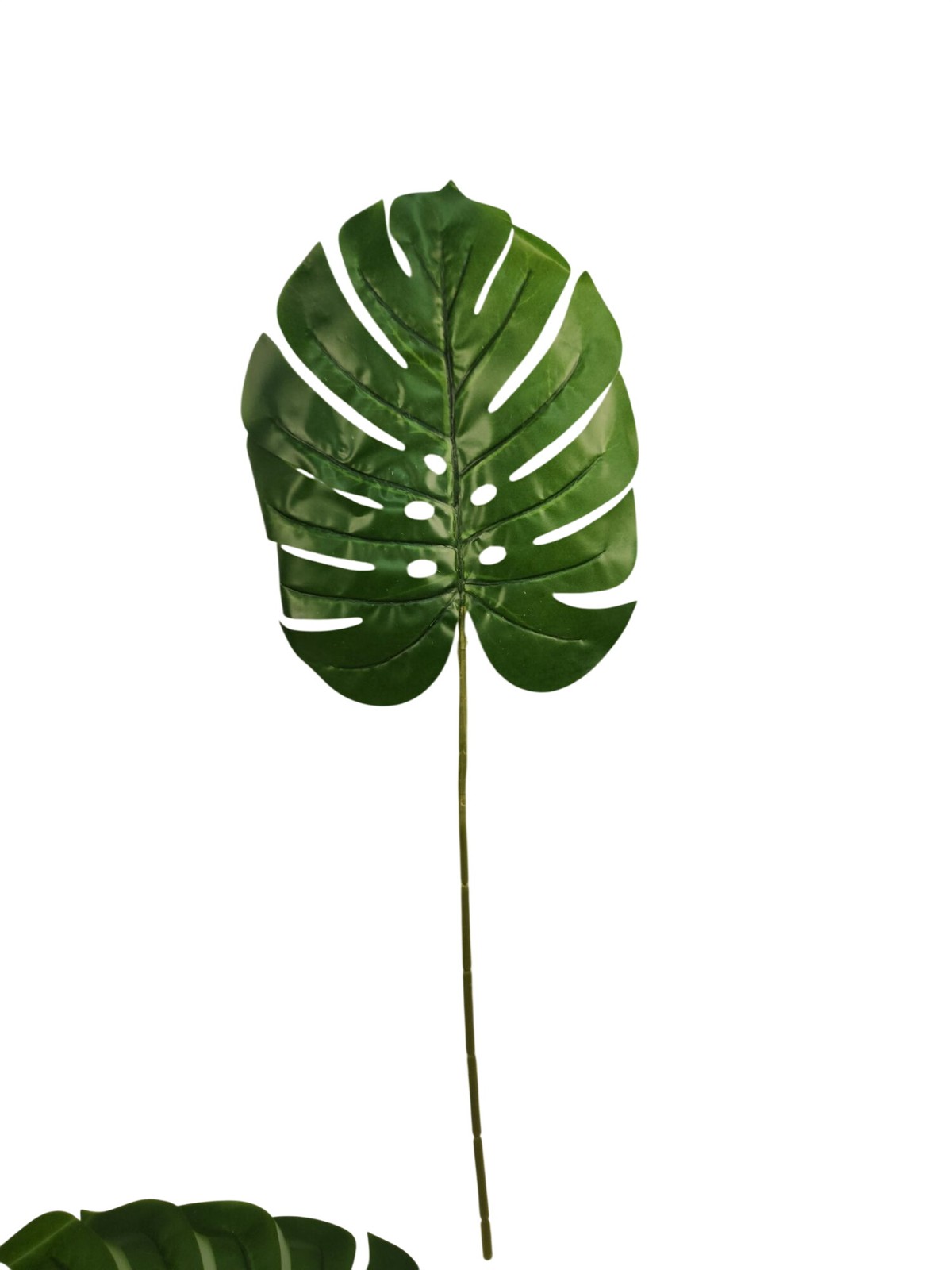 Artificial Monstera Leaf Stems Set of 2 Faux Tropical Leaves Green Decor 23 Inch