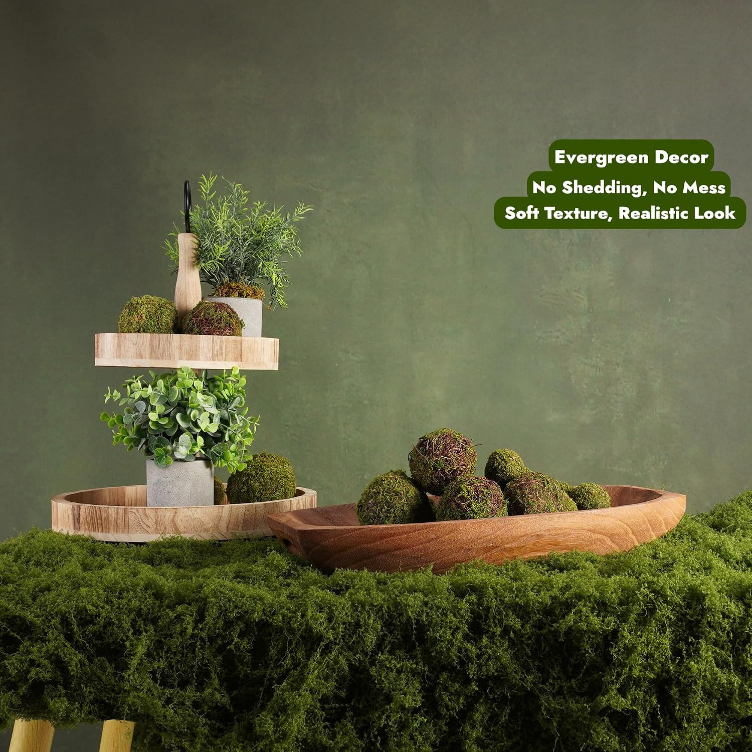 Fake Moss Mat Artificial Moss Roll – 39″ X 39″ Cloud Soft Feel Moss Table