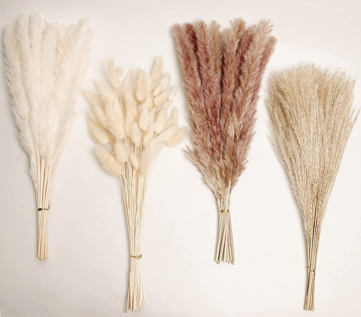 Natural Dried Pampas Grass Decor, 110 PCS Pampas Grass Contains White Bunny Tail