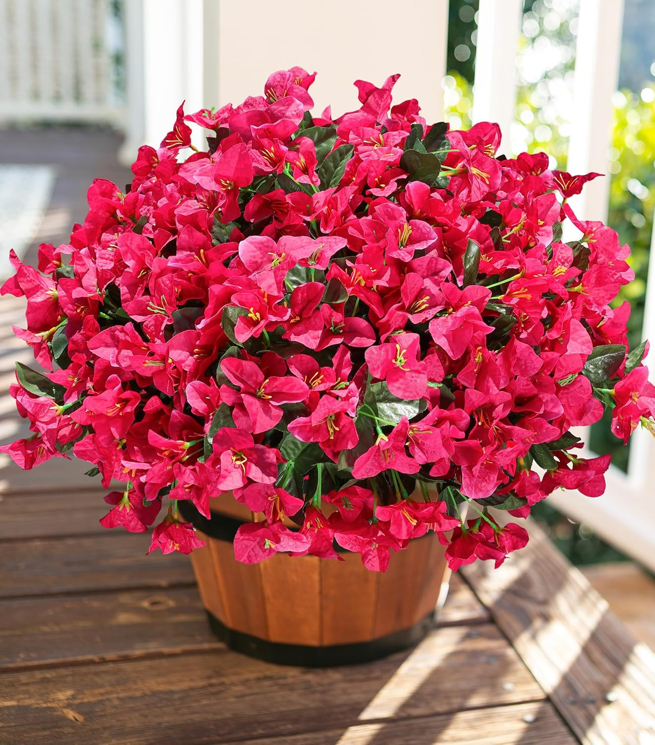 Fake Bougainvillea Artificial Flowers for Outdoors Spring Decor, 4 Bundles Outdo
