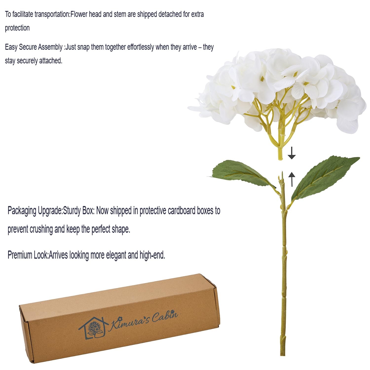 6pcs White Hydrangea Artificial Flowers Silk Fake Hydrangeas Faux Hydrangea F…
