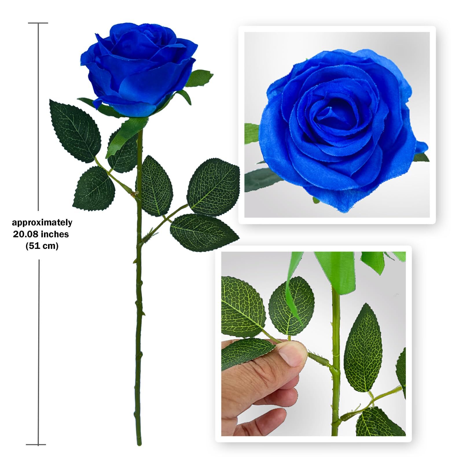 12 PCS Rose Artificial Silk Flowers Fake Roses with Long Stems Realistic