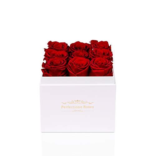 Preserved RED Roses in a WHITE Box WITH COVER Day Gifts for Her, Wife & Mom ETC.