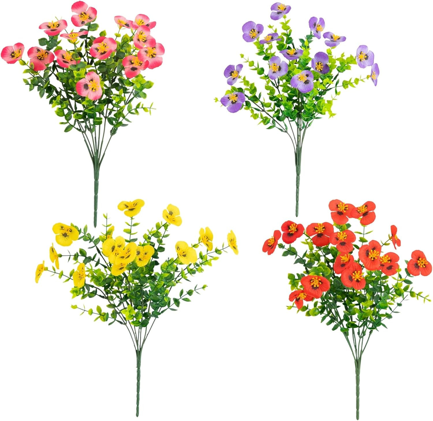 13In. UV Resistant Artificial Pansy Bush (Indoor/Outdoor) – Set of 12