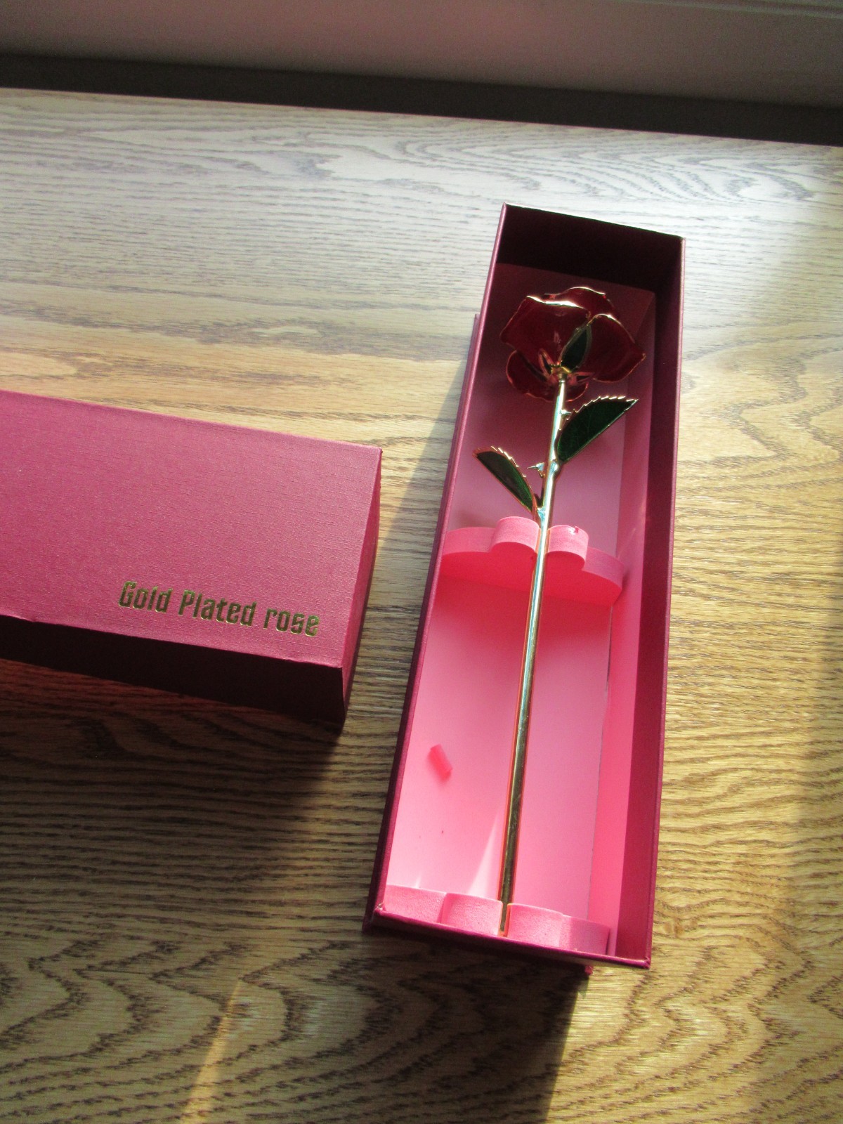 Lacquer Dipped 24k Gold Trimmed Real Preserved Red Rose 11″ Long