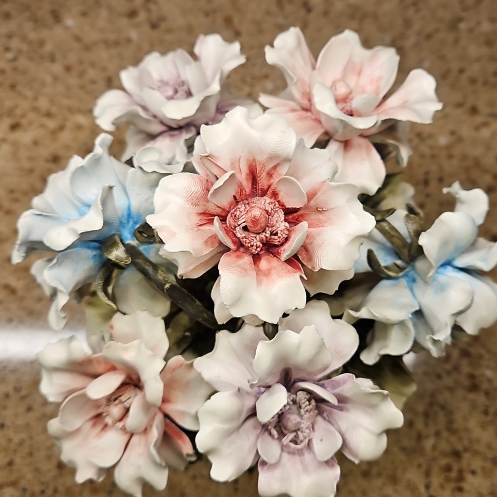 Italy Capodimonte Urn Flowers Centerpiece Vintage Large