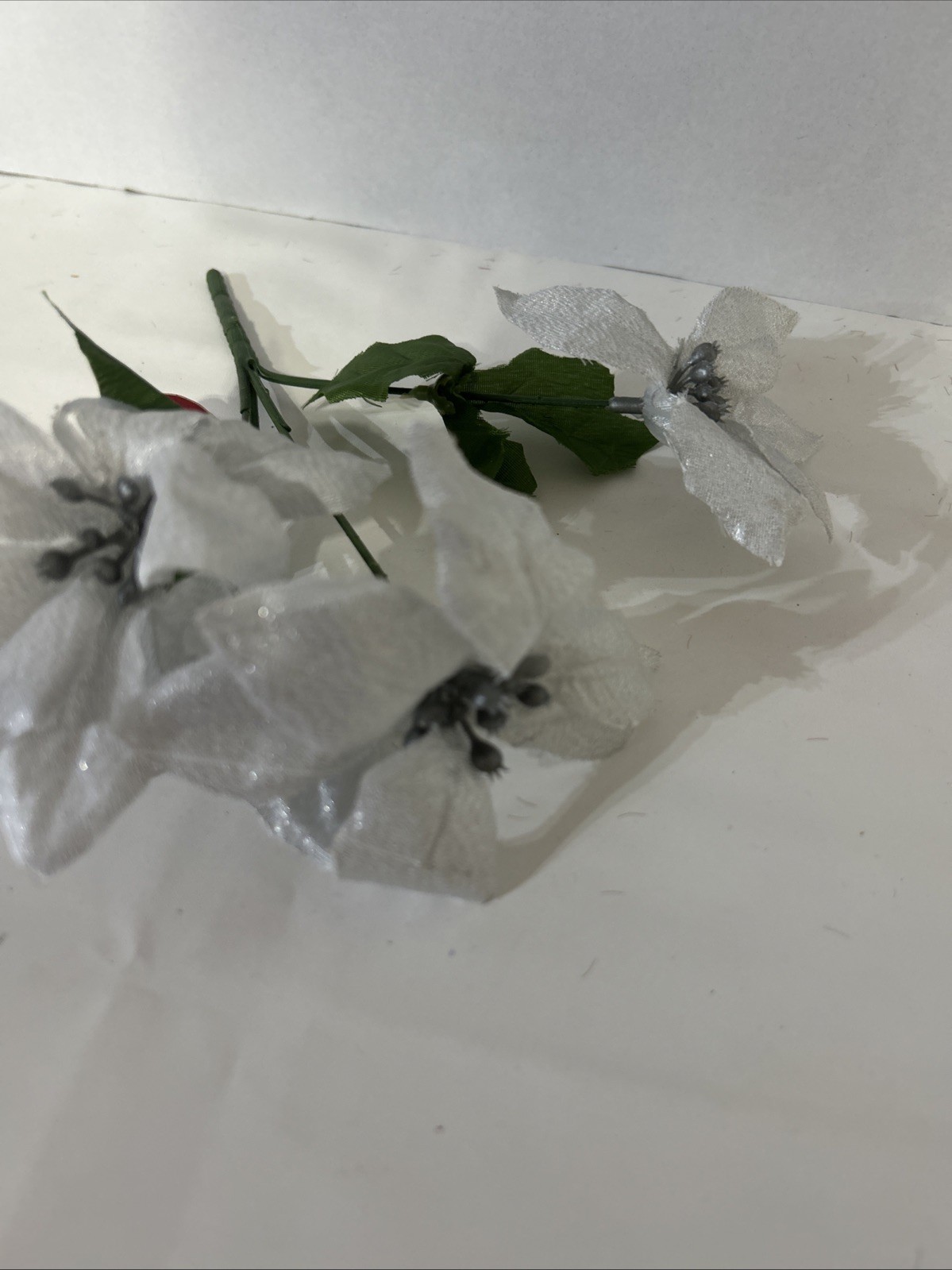 Ashland 9″ Silver Poinsettia Flower Picks Set of 10 New