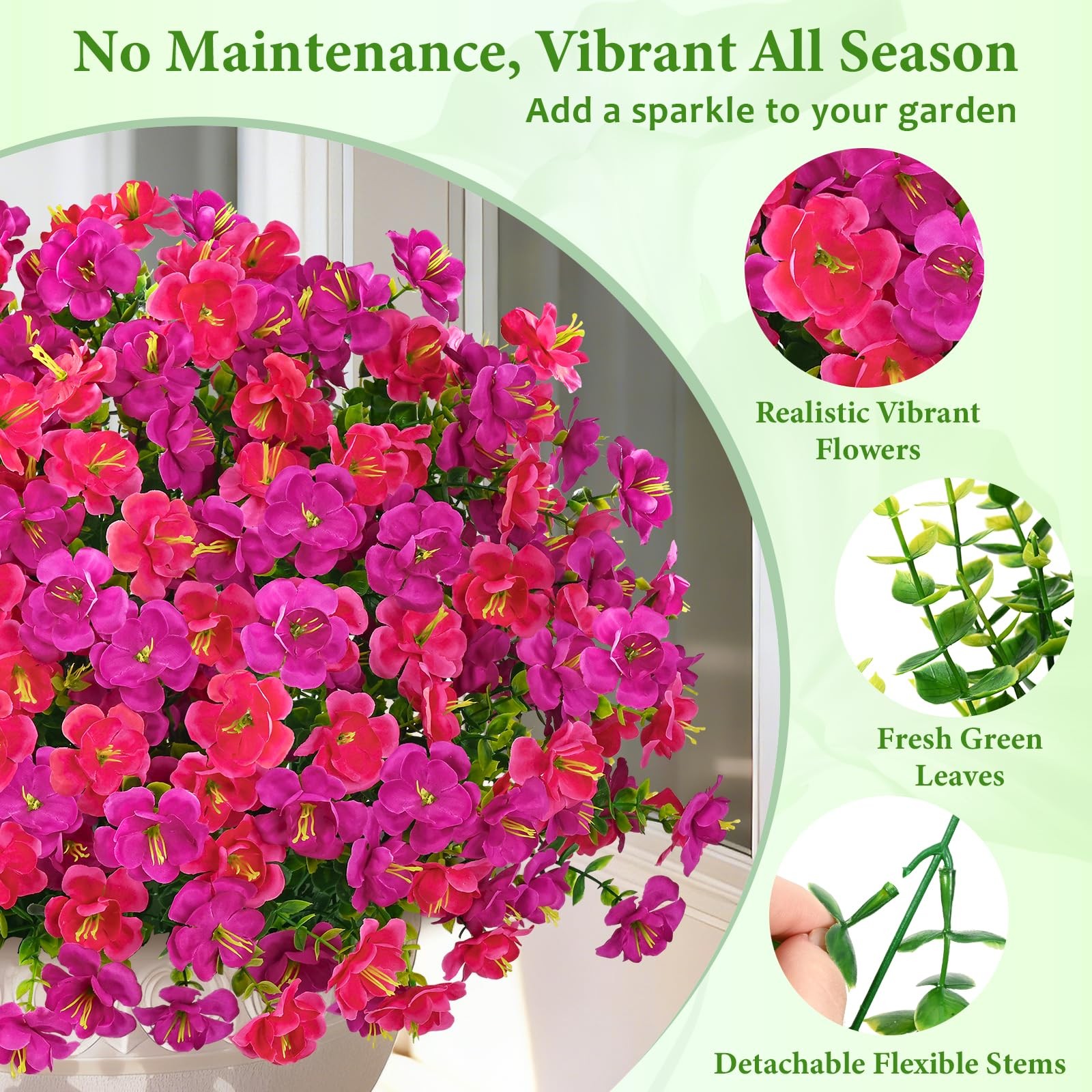 24 Bundles Look Real Artificial Flowers for Outdoors, Realistic Fake Outdoor …