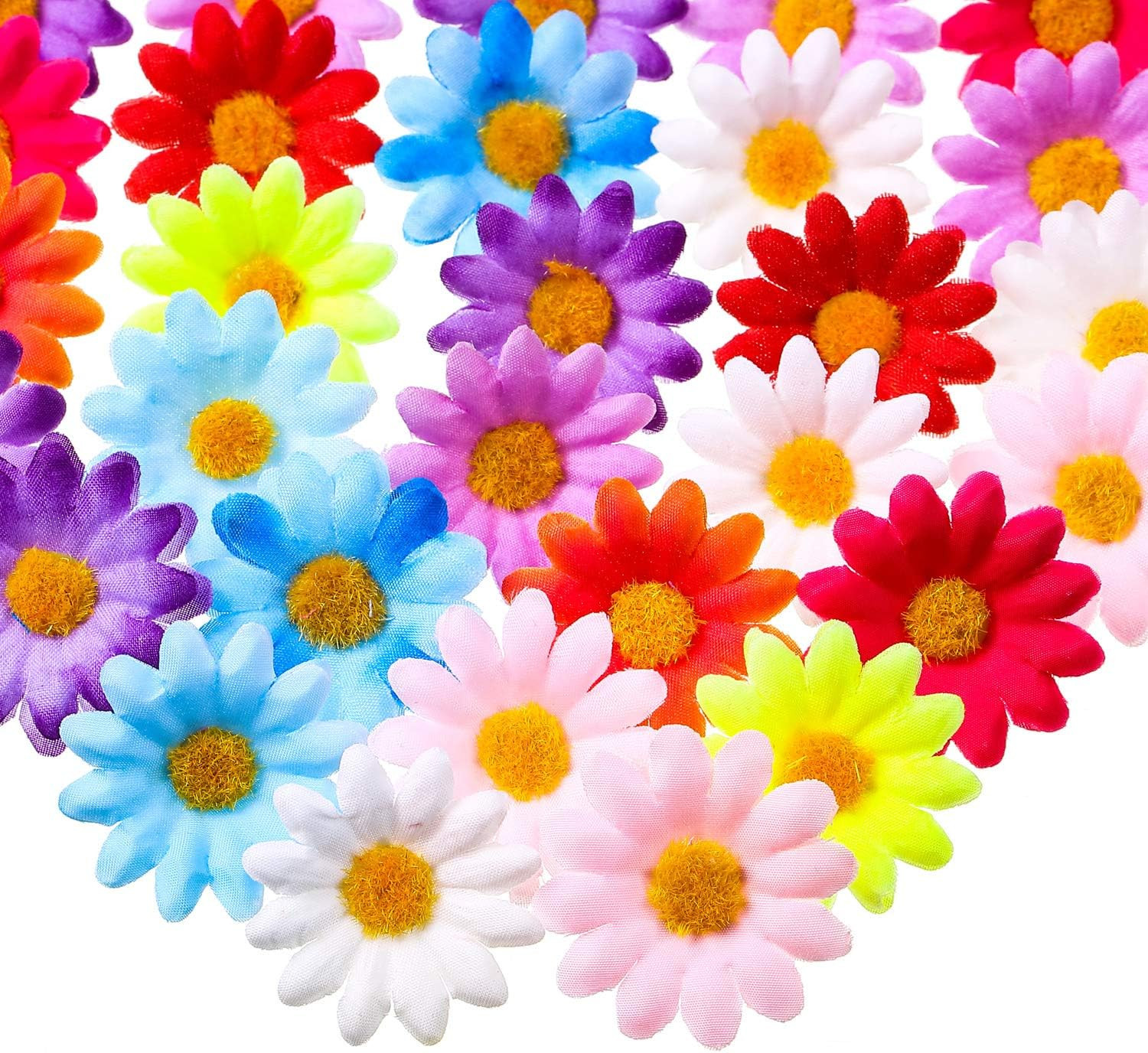 100 Pack 4 cm Fabric Daisy Flower Heads Faux Easter Craft Decorations Mixed