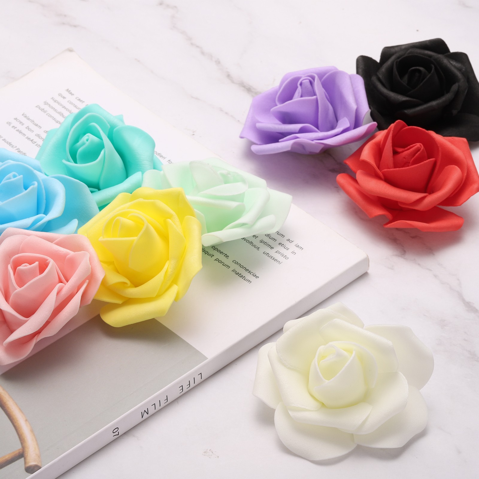 100pcs Foam Rose Heads 6-7 Cm for DIY Crafts Accessories, Grey