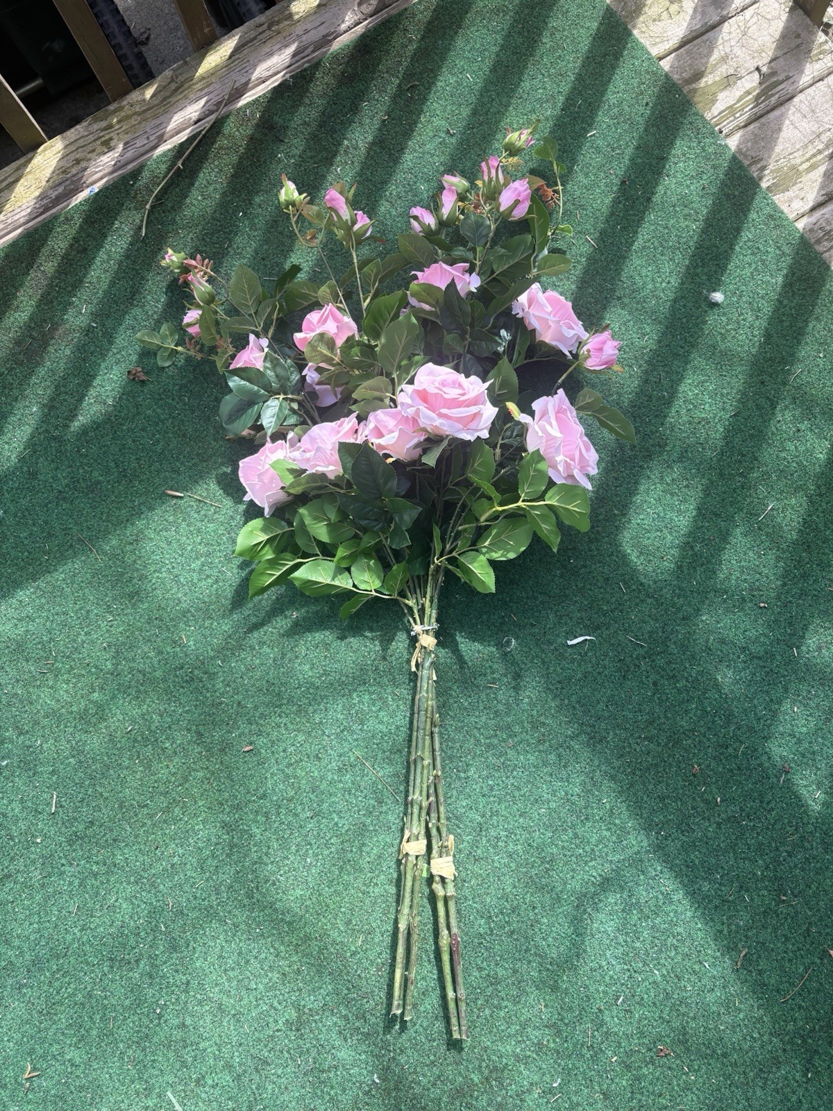 State Flower Pink Roses with Thorns 36″ Decorative Artificial Floral Bush large