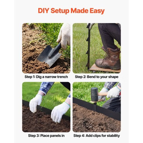 Galvanized Steel Landscape Edging, 10-Pack 40 x 4.5 Inch Metal Edging for Landsc