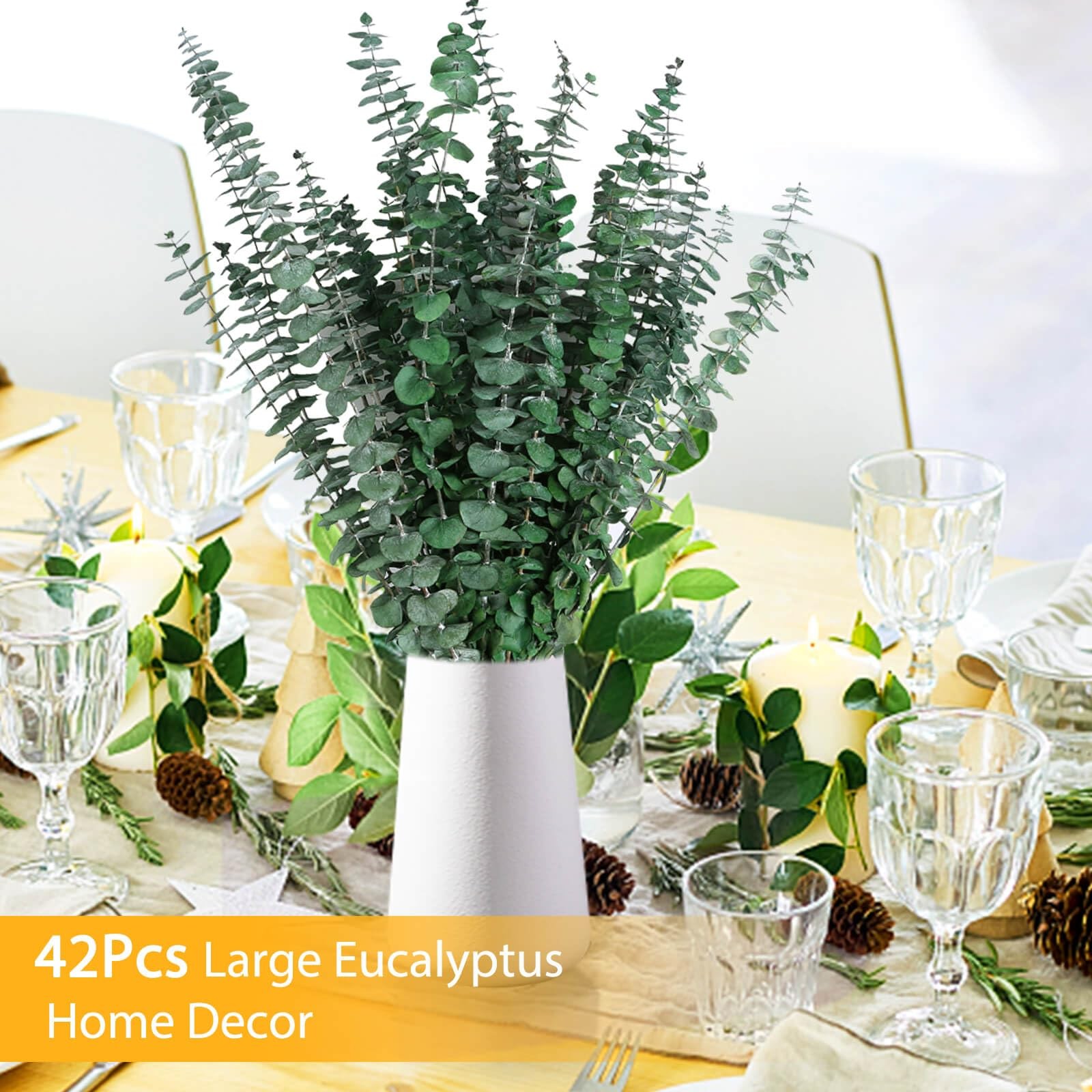42 Pcs Dried Eucalyptus Stems for Shower, 17″ Preserved Eucalyptus Plants