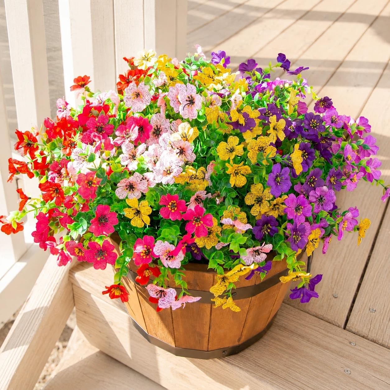 Artificial Daisy Flowers for Outdoors, 12 Bundles UV Resistant Faux Flowers w…