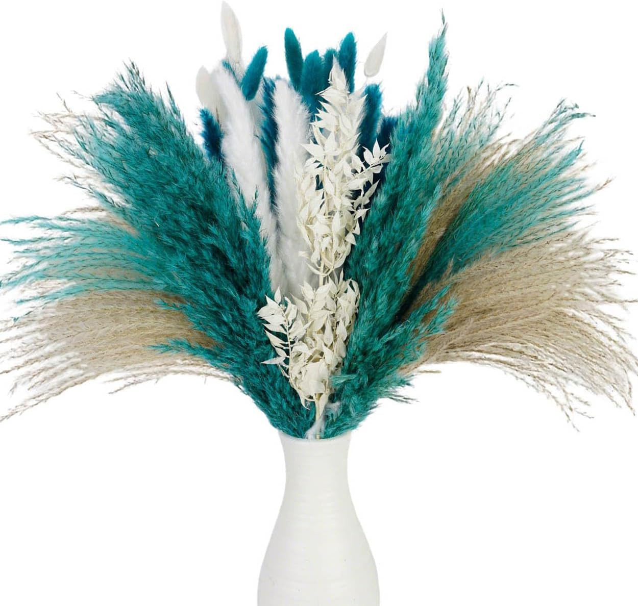 Pampas Grass Dried Flowers for Vase, Boho Home Decor, Wedding Decorations (Mixed