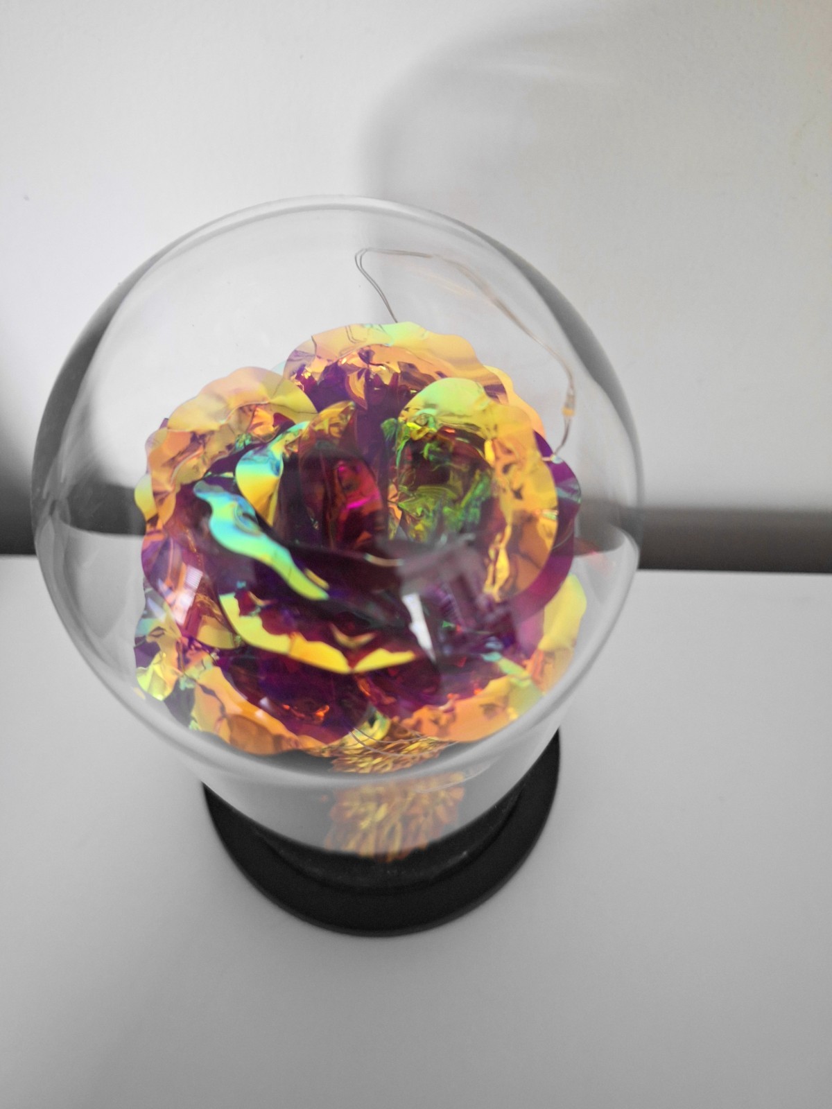 Light Up Rose in Glass Dome With Butterfly