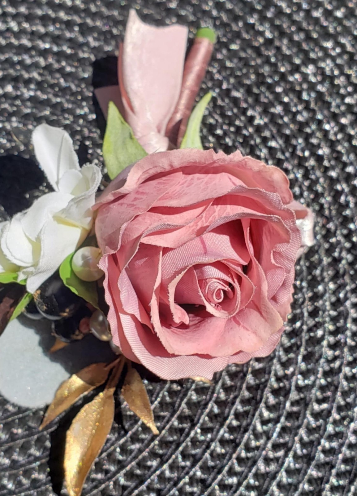 Wedding Corsage and Boutonniere Set Colors Pale Pink, White and Mauve