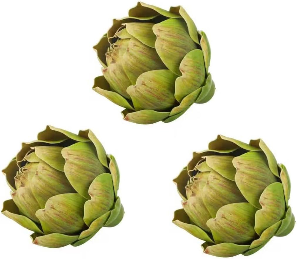 3Pcs Large Green Faux Artichokes for Decoration,Artificial Artichokes Decor for