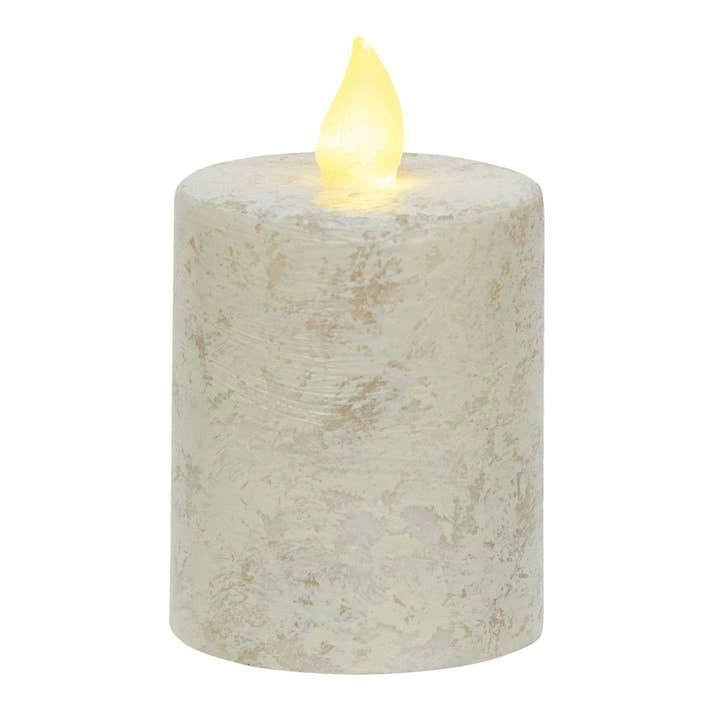 2 Rustic White small 4 in Pillar Candle with Timer