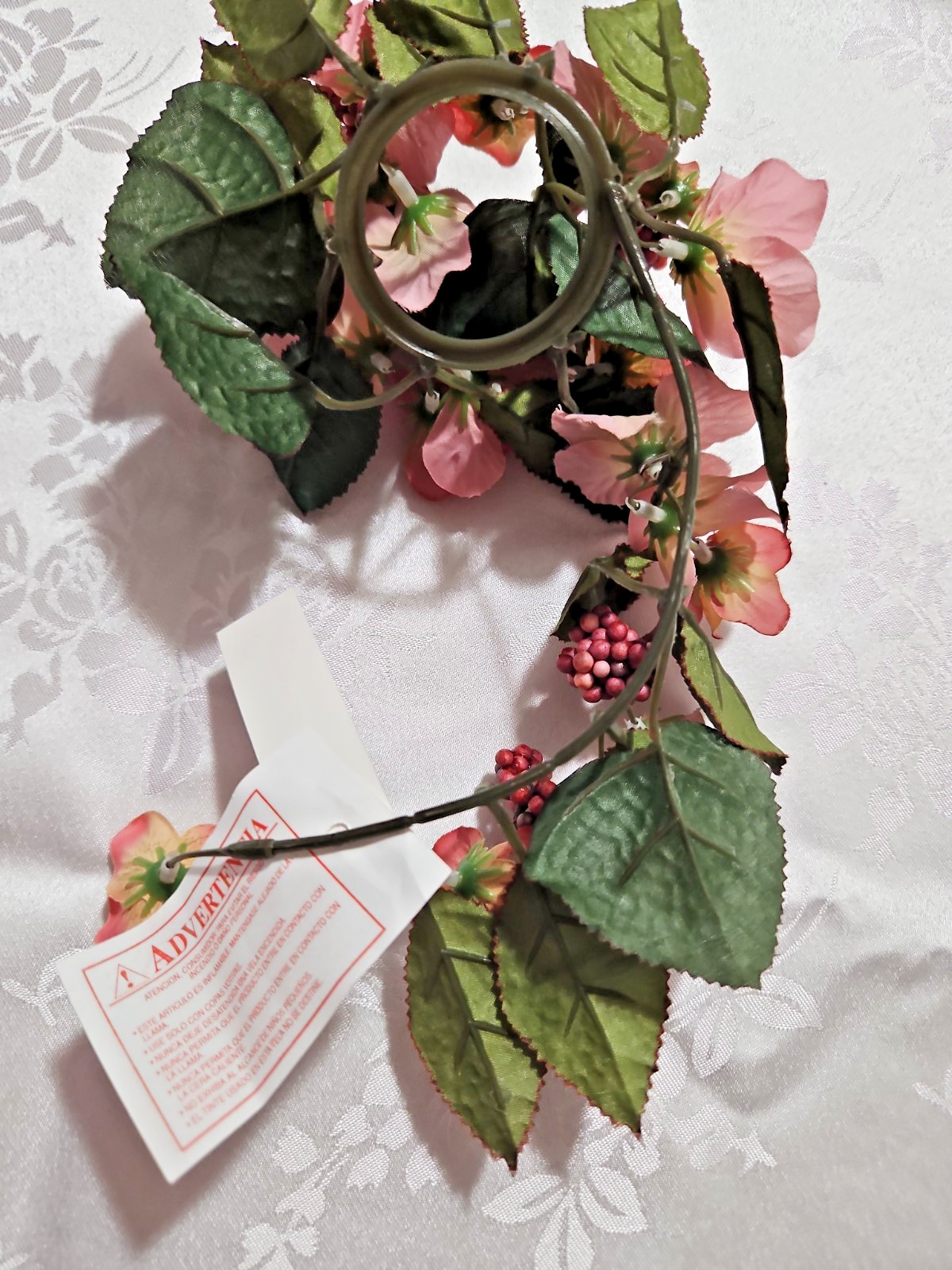 Home Interiors Pink Hydrangea/Pink Berry Mini Candle Rings /Pair/New with Tags