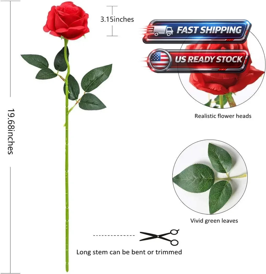 Bouquet Artificial Faux Silk Rose Flowers Wedding Party Events Decoration Xmas