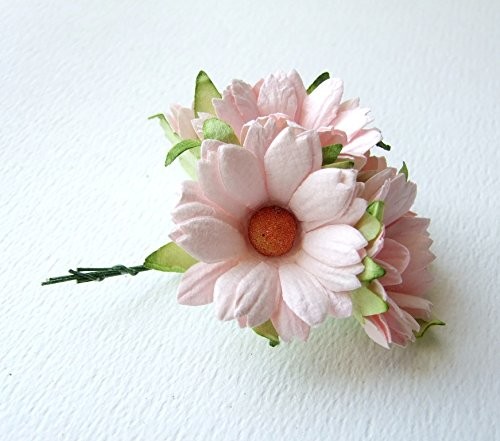 30 PCS Pink Daisy Artificial Mulberry Paper Flower Wedding Scrapbook