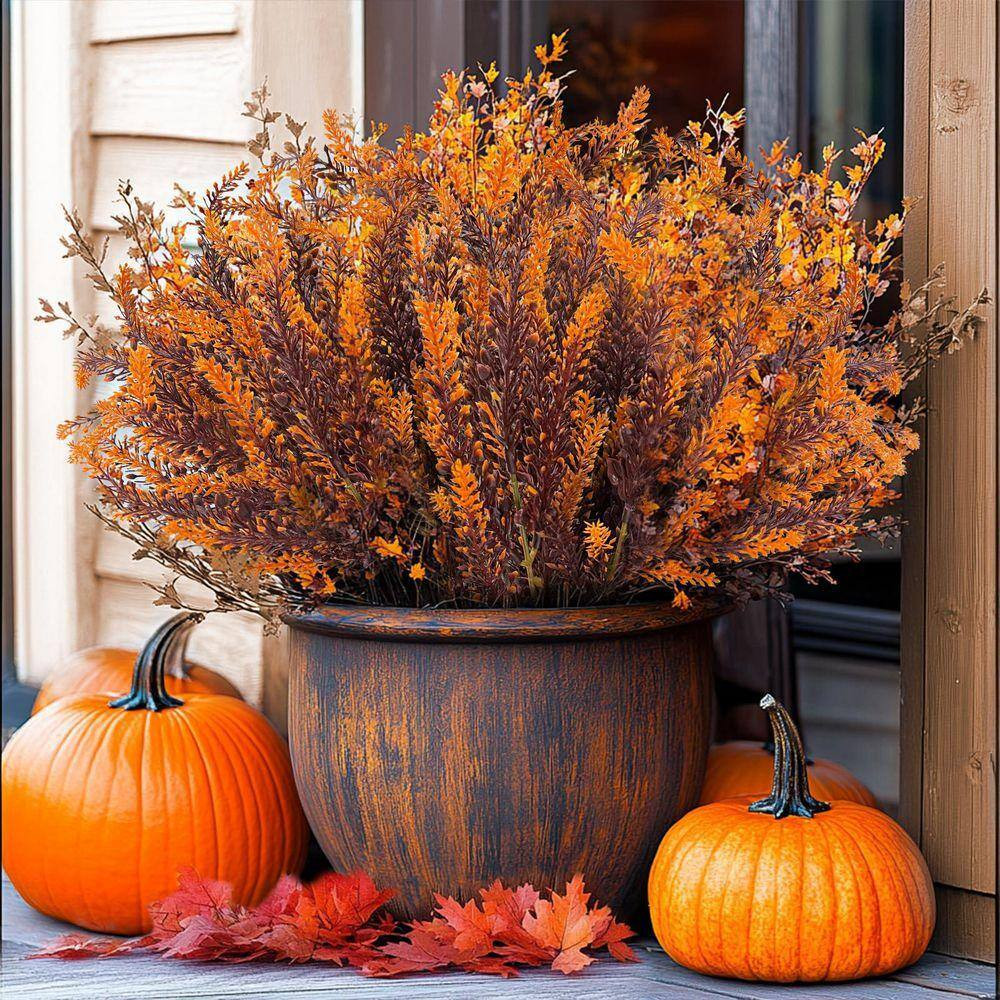 7.50 In. H Lavender Artificial Fall Flowers 10 Bundles UV Resistant Faux Plants