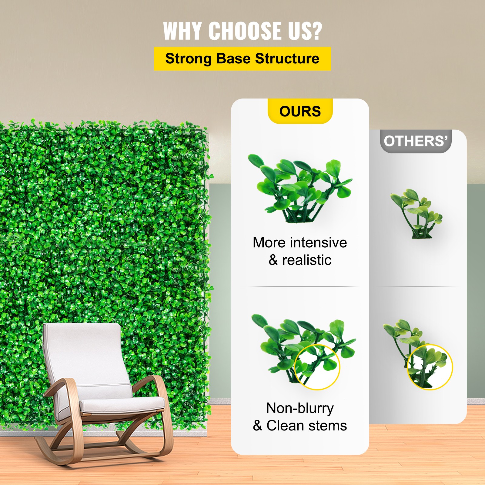 VEVOR Artificial Boxwood Panel, Boxwood Hedge Wall Panels UV 24pcs 10″ X 10″