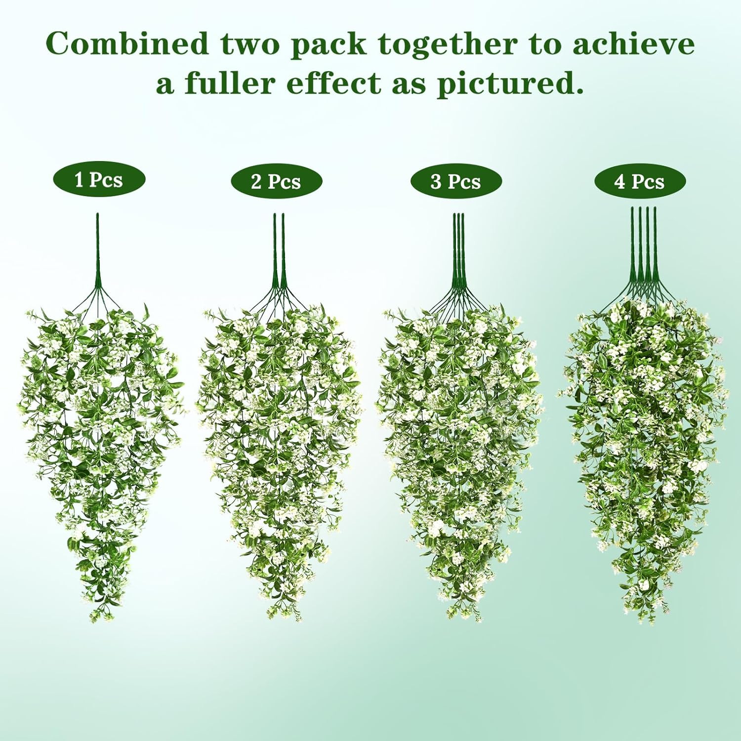 4Pcs Fake Hanging Plants, Artificial Hanging Flowers Faux Ivy Pothos Vines Green