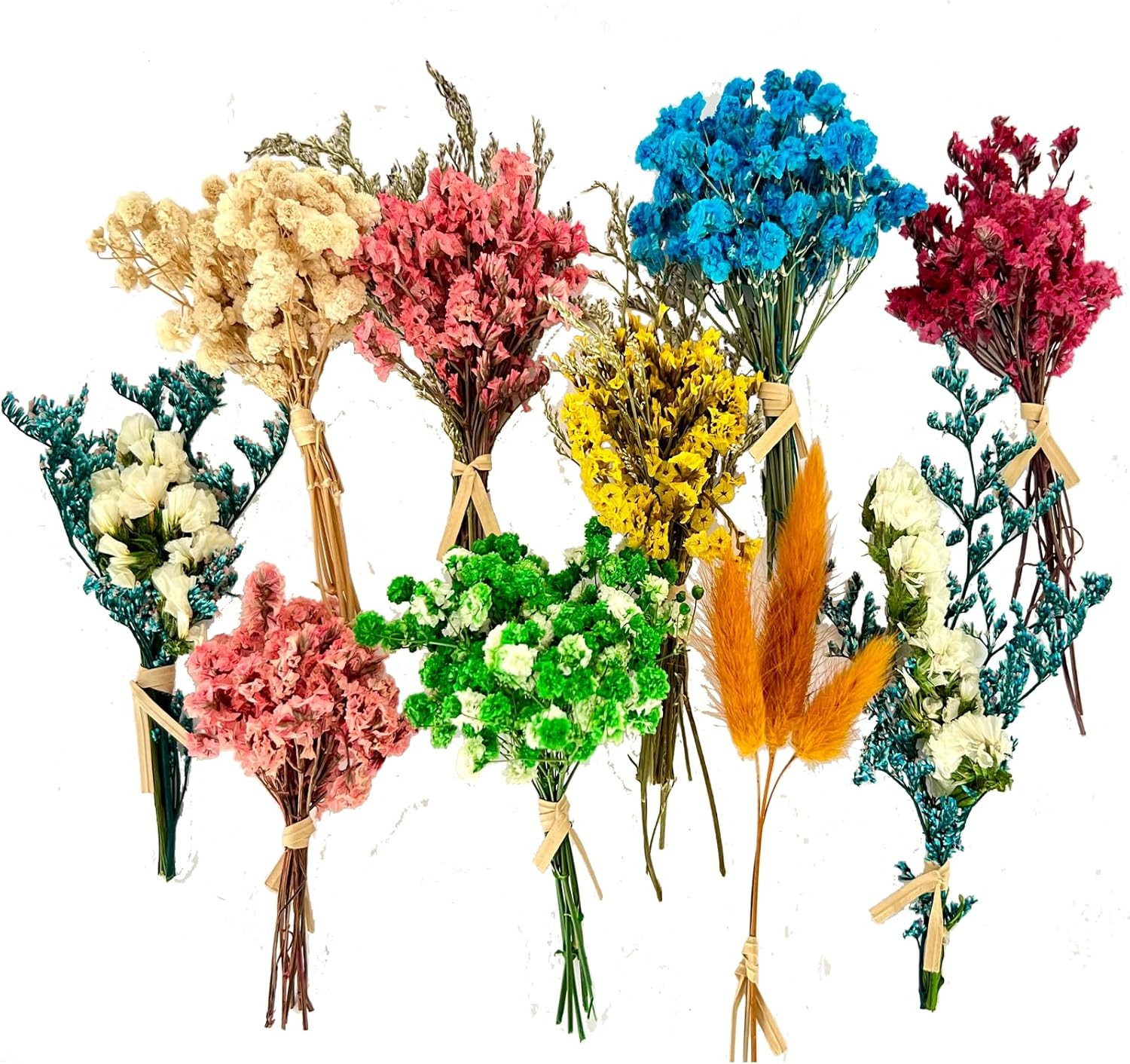 10Pcs Mini Dried Flowers Bouquet, Mixed Natural Dried Flowers Gypsophila Bouquet