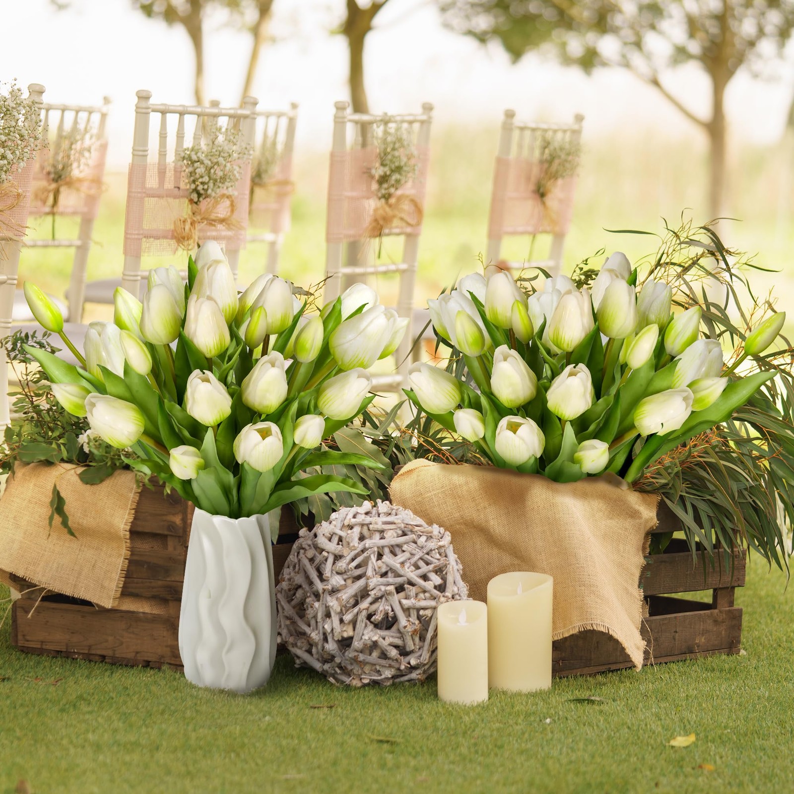 Tulip Artificial Flowers Bulk Faux Bouquets 12” Stems Wedding Table Centerpie…