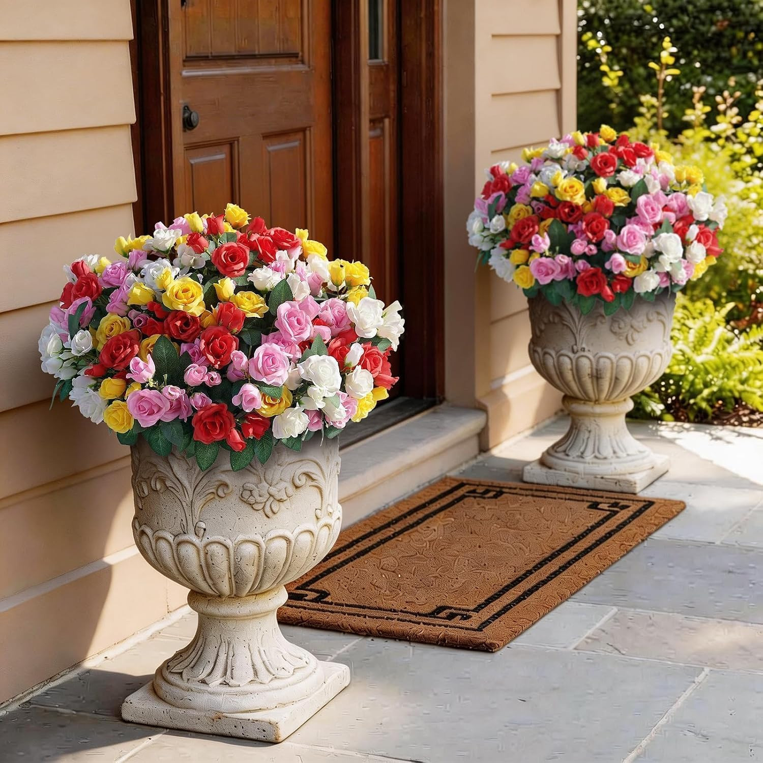 8 Bundles Artificial Roses, Realistic Silk Bouquet Flower(Mixed Color) | Fluf…