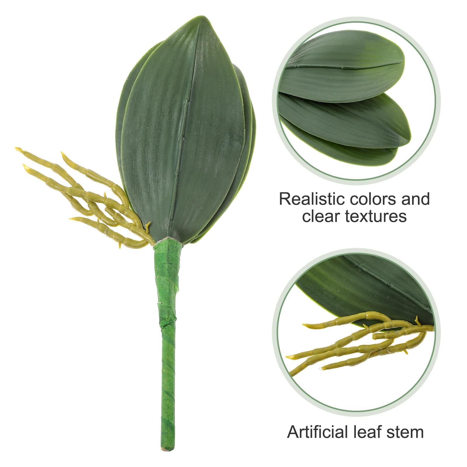 2 Pcs Orchid Leaves Artificial Real Touch Faux Phalaenopsis Stems Leaf 8 Inch…