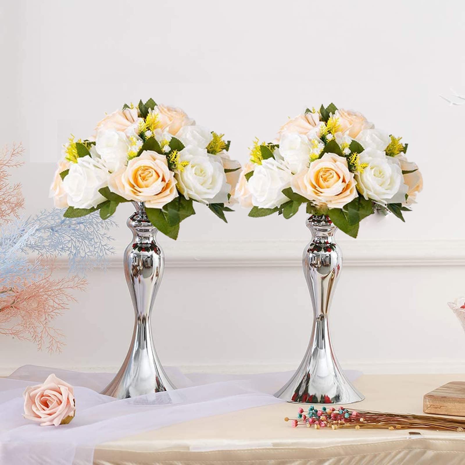 Flower Balls Wedding Rose Centerpieces: 2 Pcs Fake Flowers with Base Kissing …