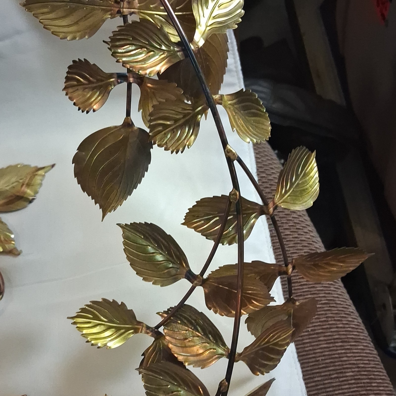 Vintage Brass And Copper Leaf Wall Sculptures. Mid Century Modern Decor