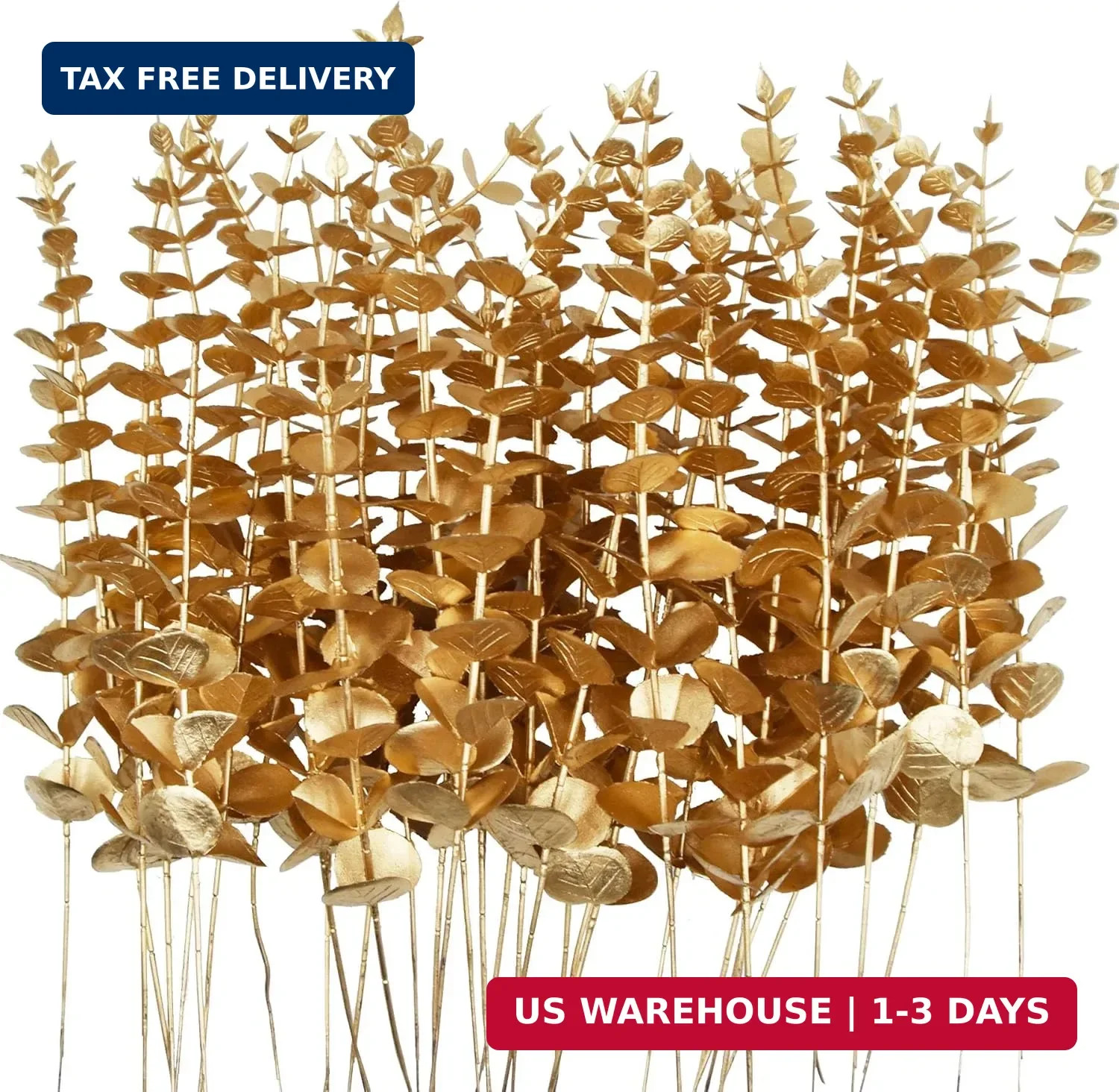 36 Pcs Gold Artificial Eucalyptus Stems 15” Faux Eucalyptus Leaves Decor Fake G