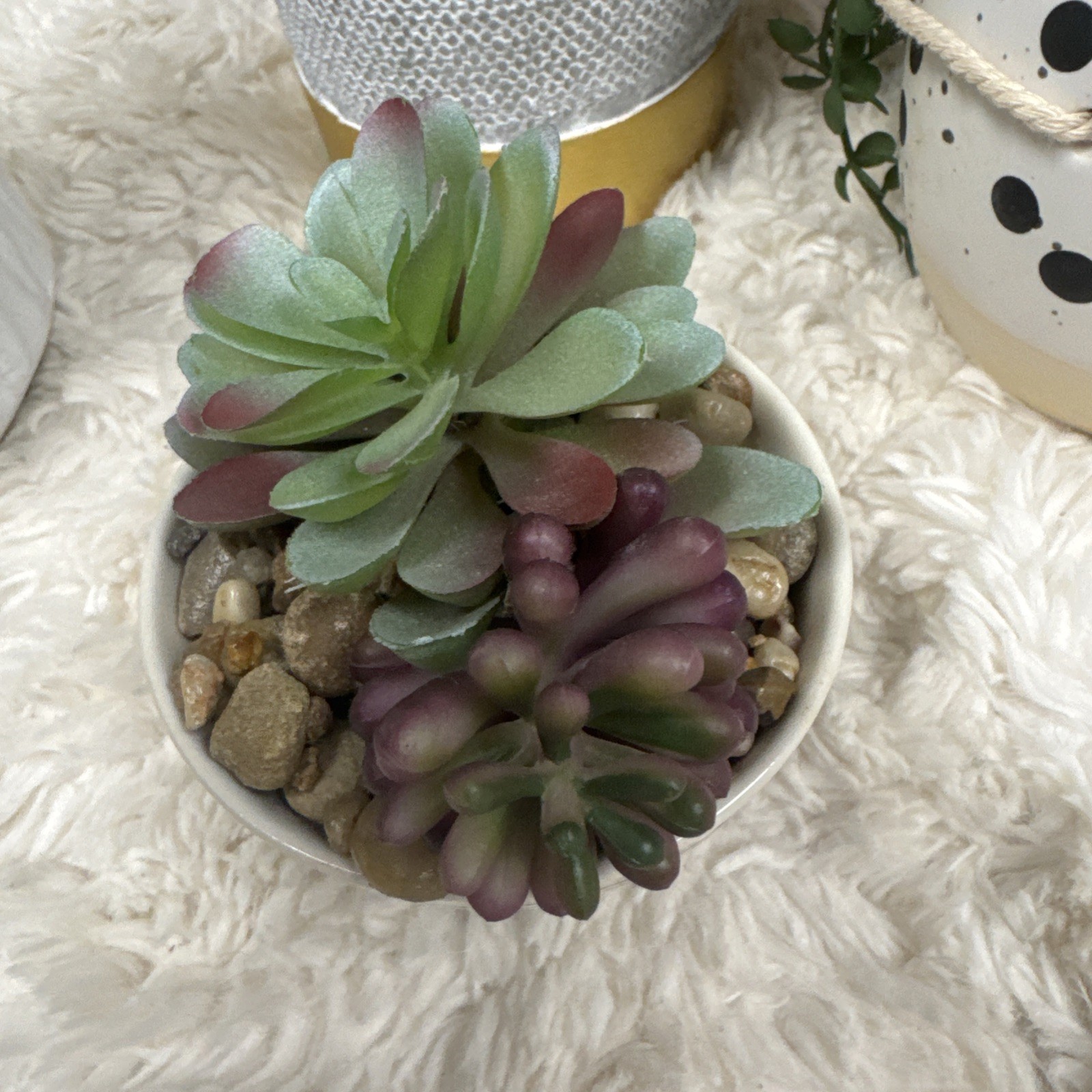 Lot Of 4 Artificial Succulent Plants 3 Vase 1 Hanging