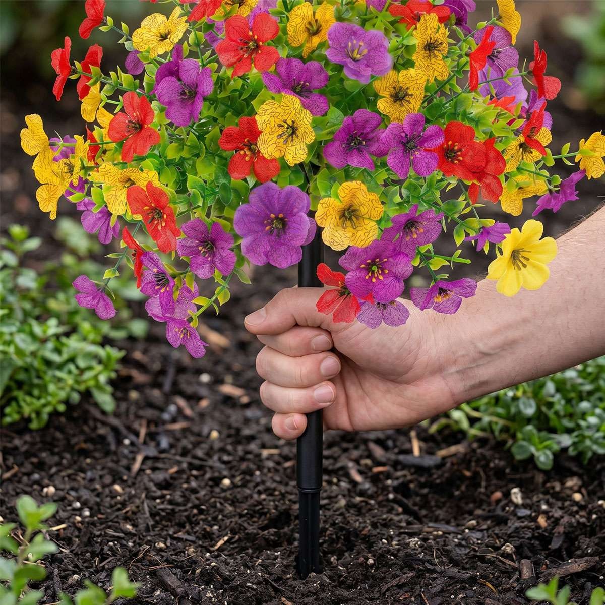 1/2pcs Artificial Violet Flowers with Ground Spike Fake Plants Garden Patio Yard
