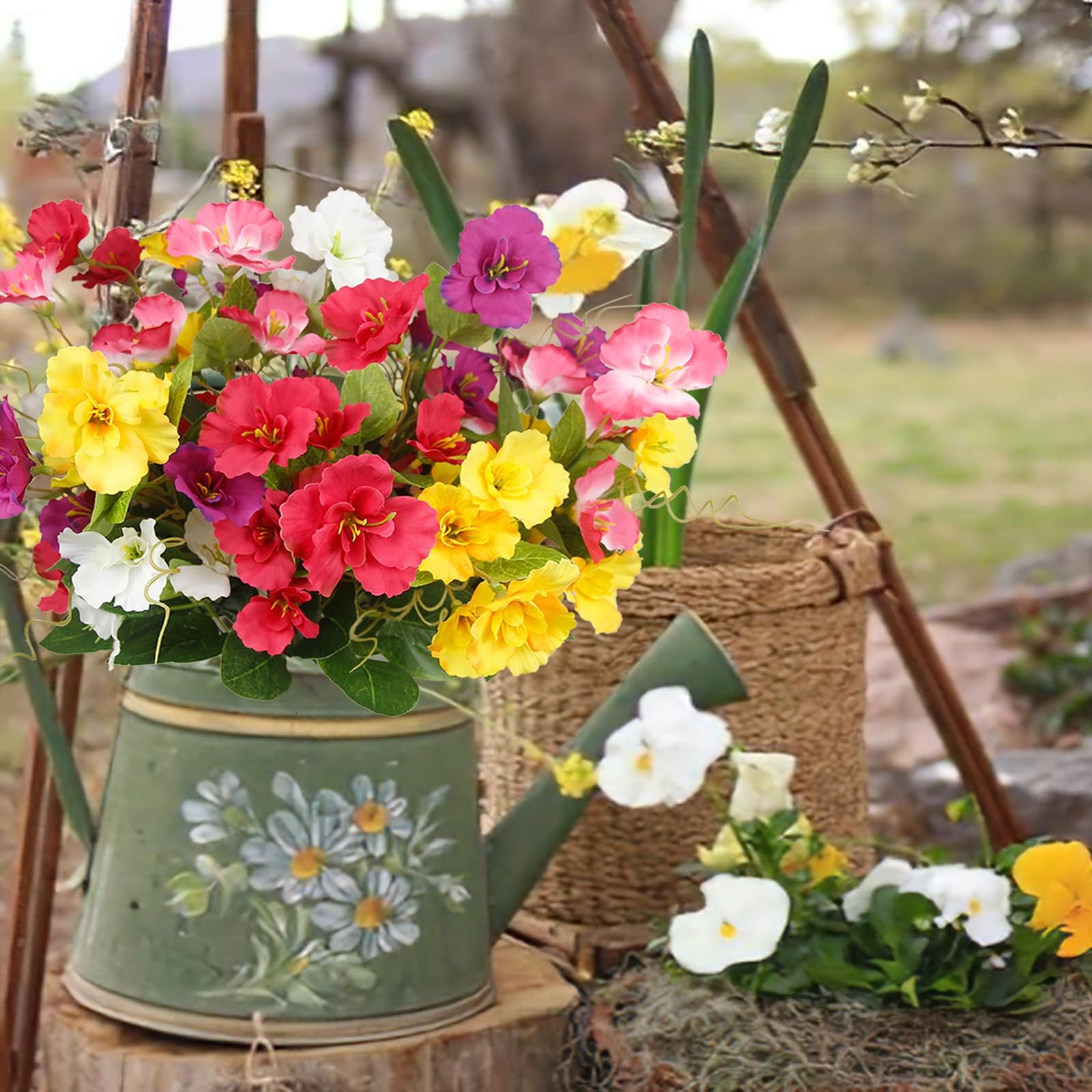 5 Pcs Artificial Flowers for Outdoors Hibiscus Spring Summer Decor Multicolor…