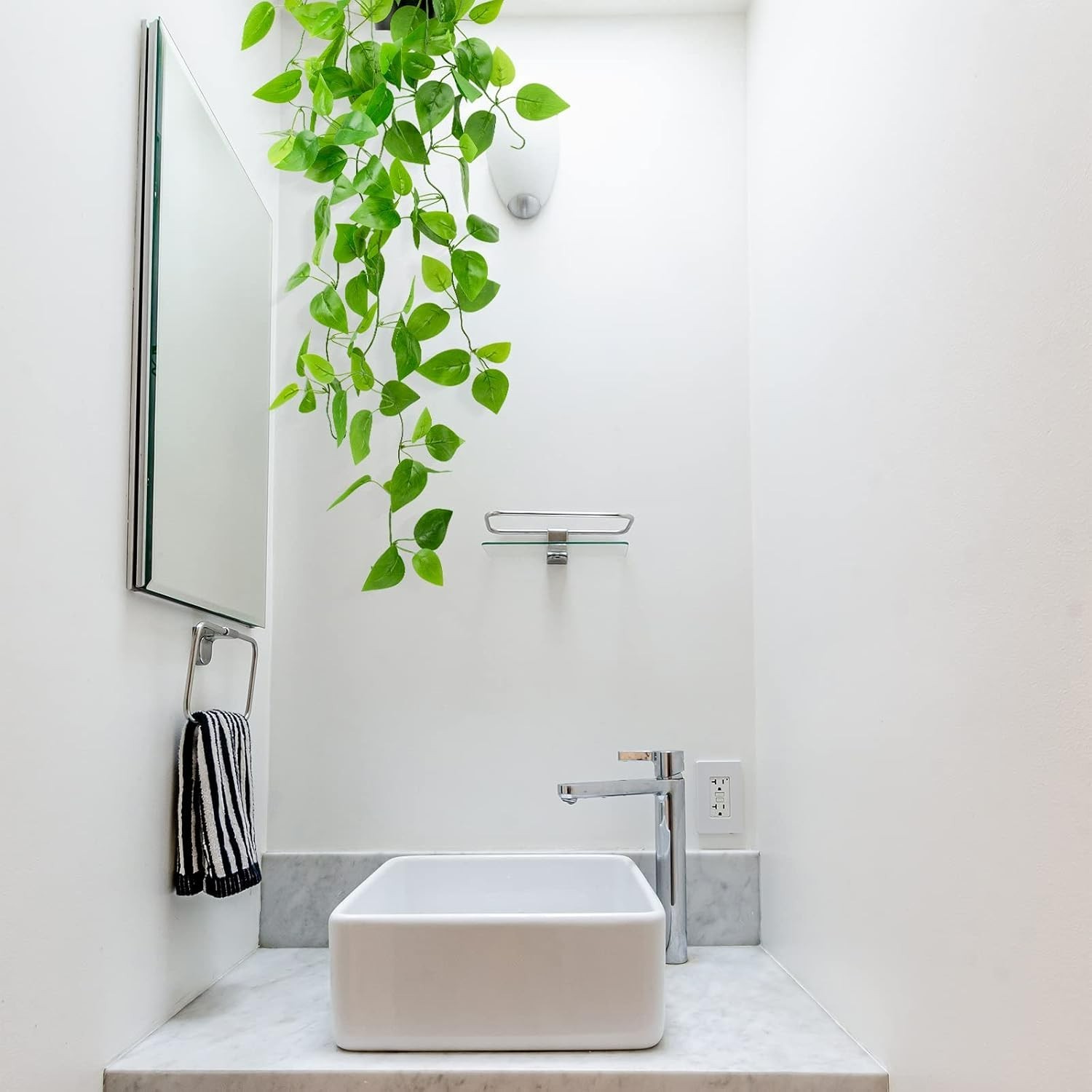 Compact 39in Faux Pothos Hanging Plant for Effortless Indoor/Outdoor Aesthetic
