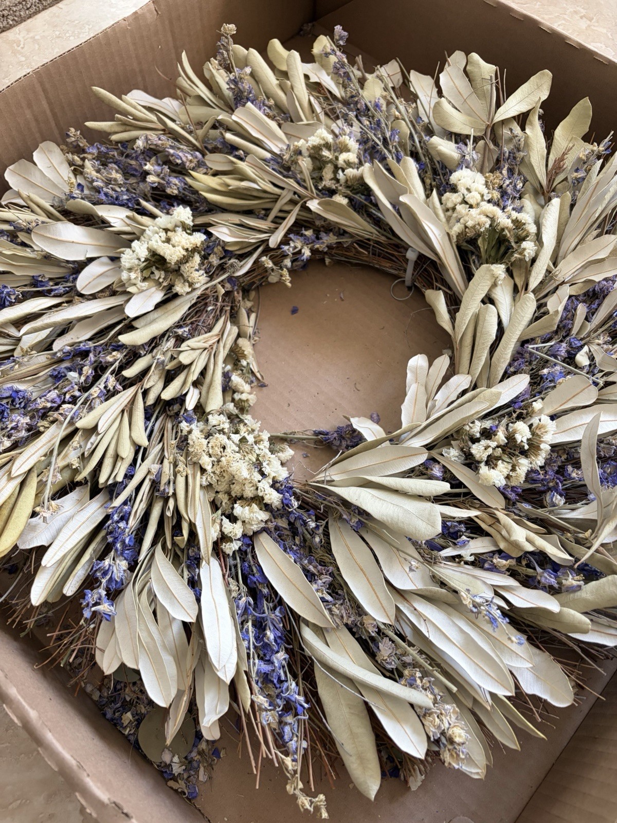 Garden Style Handcrafted Botanical Floral Dried Wreath Wall Decor Sage Lavender