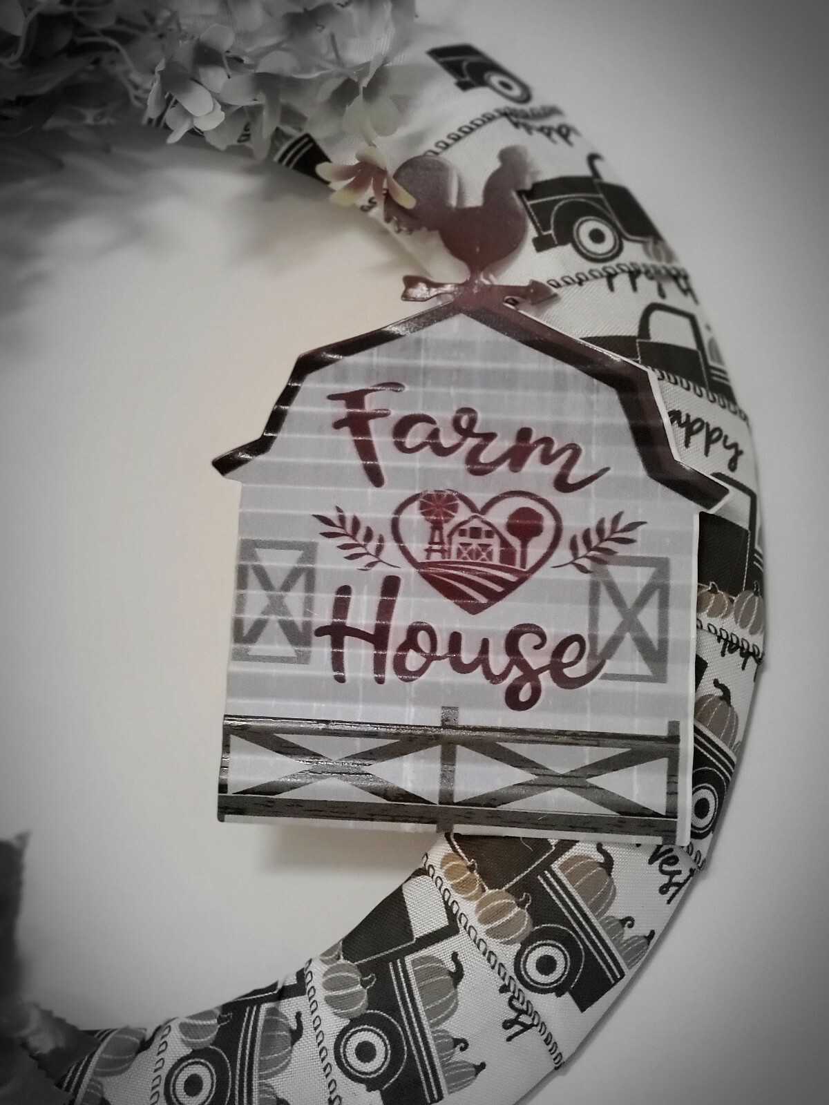 FARMHOUSE wreath Hydrangeas Hyacinth Heart burlap FALL spring SUMMER Front Door