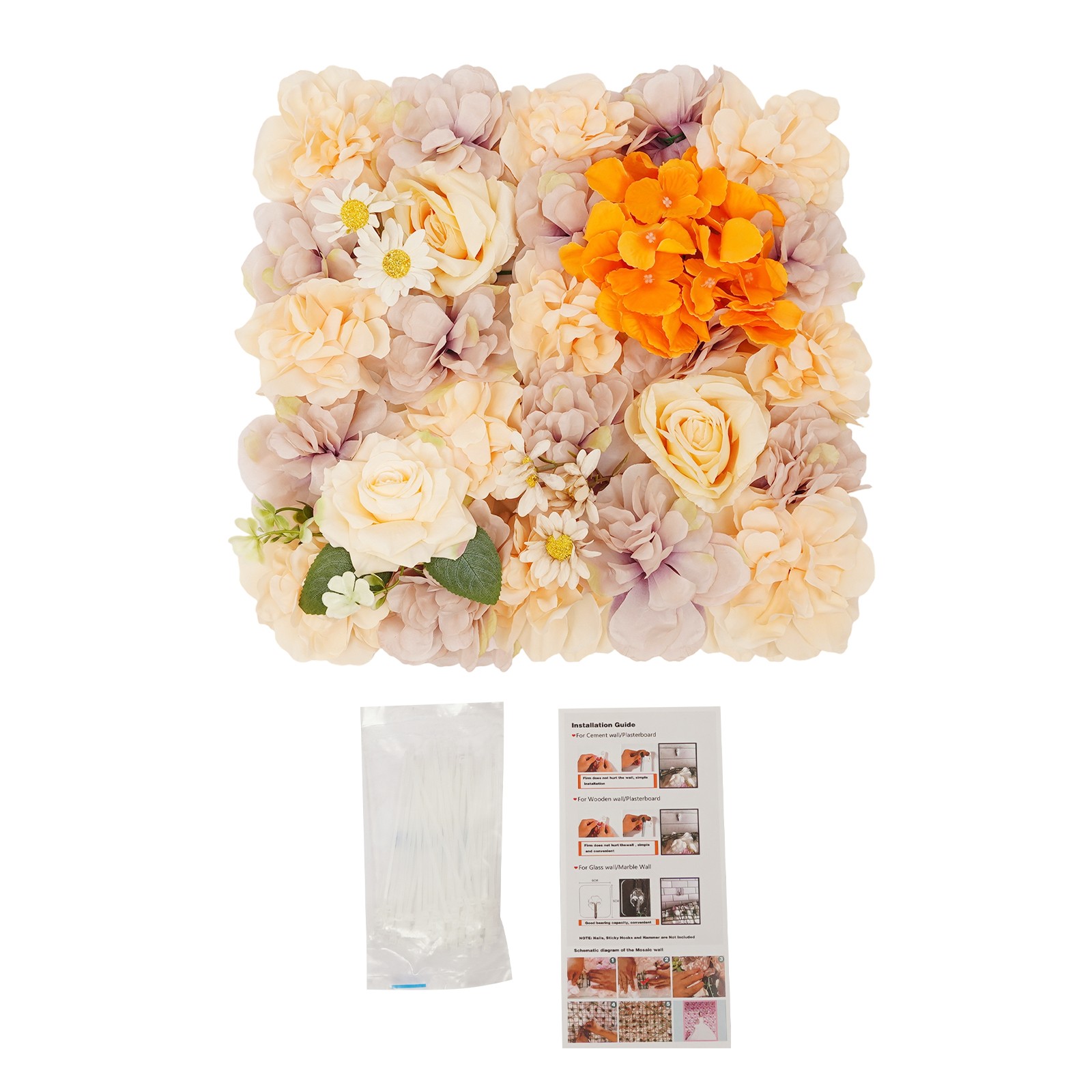 12Pcs 11.81*11.81in Artificial Flower Wall Panels, Wedding Party Backdrop Decor