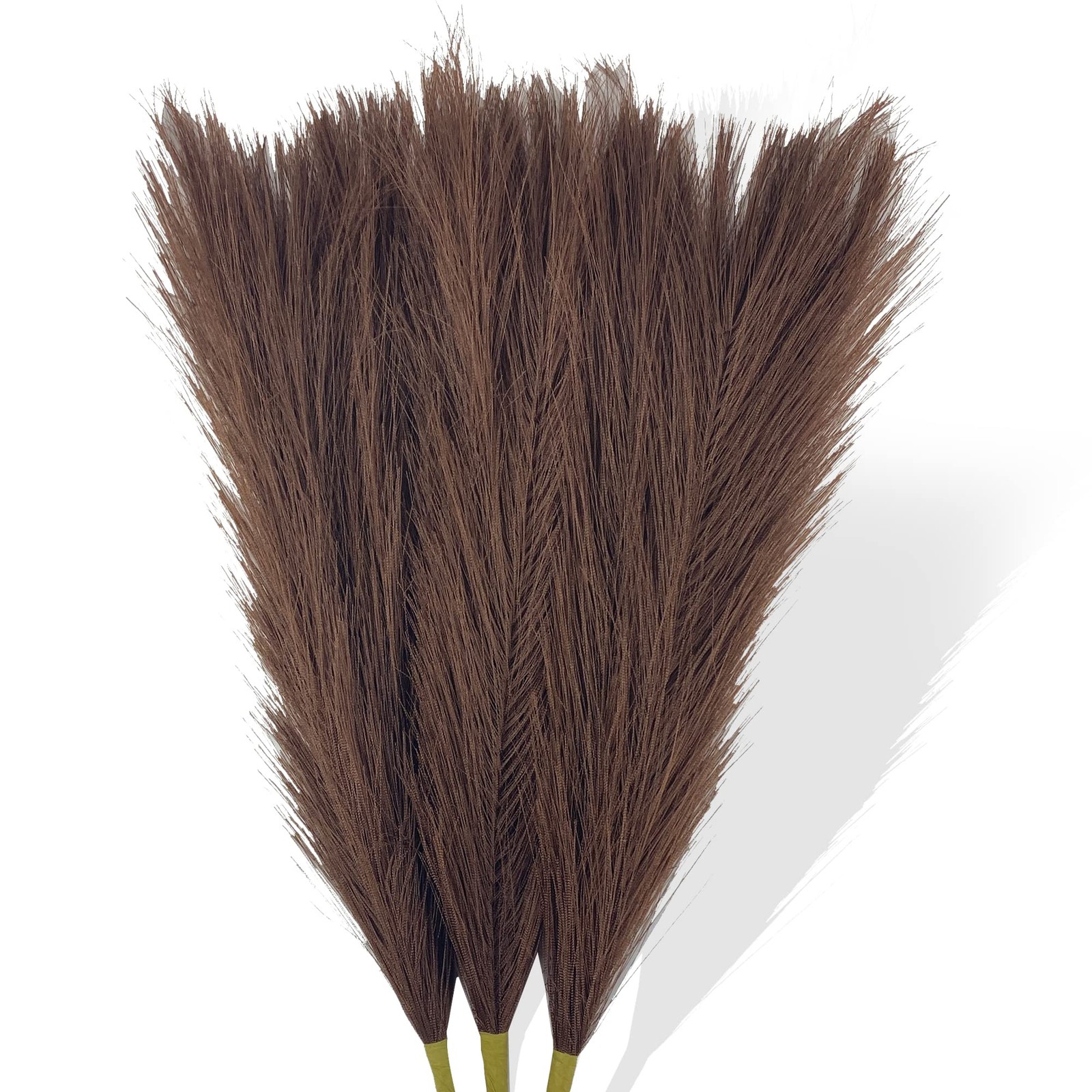 Faux Pampas Grass Small, 17″ Dark Brown Artificial Pampas Grass Fluffy 3 Pcs …