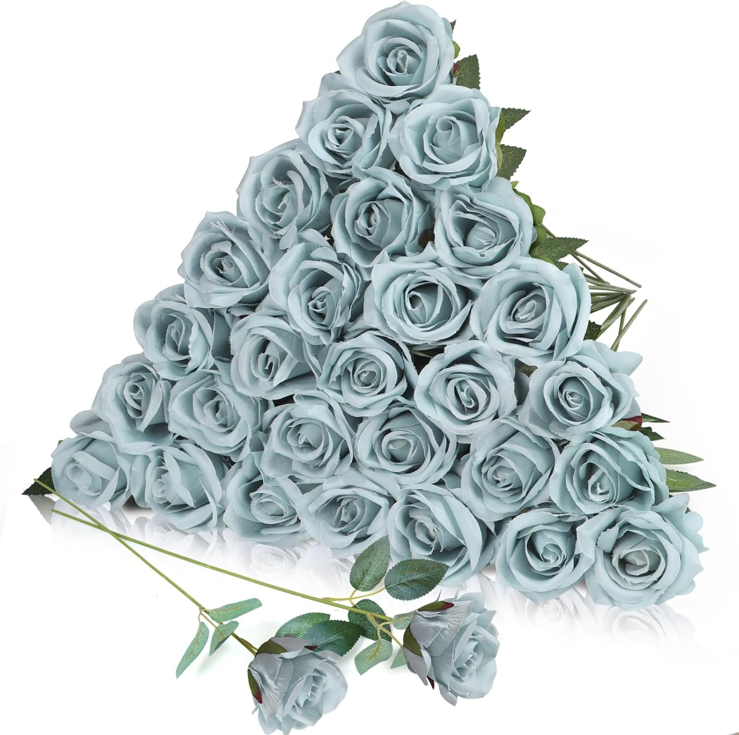 30Pcs Fake Roses Artificial Silk Flowers Long Stems Bouquet for Wedding Bridal S