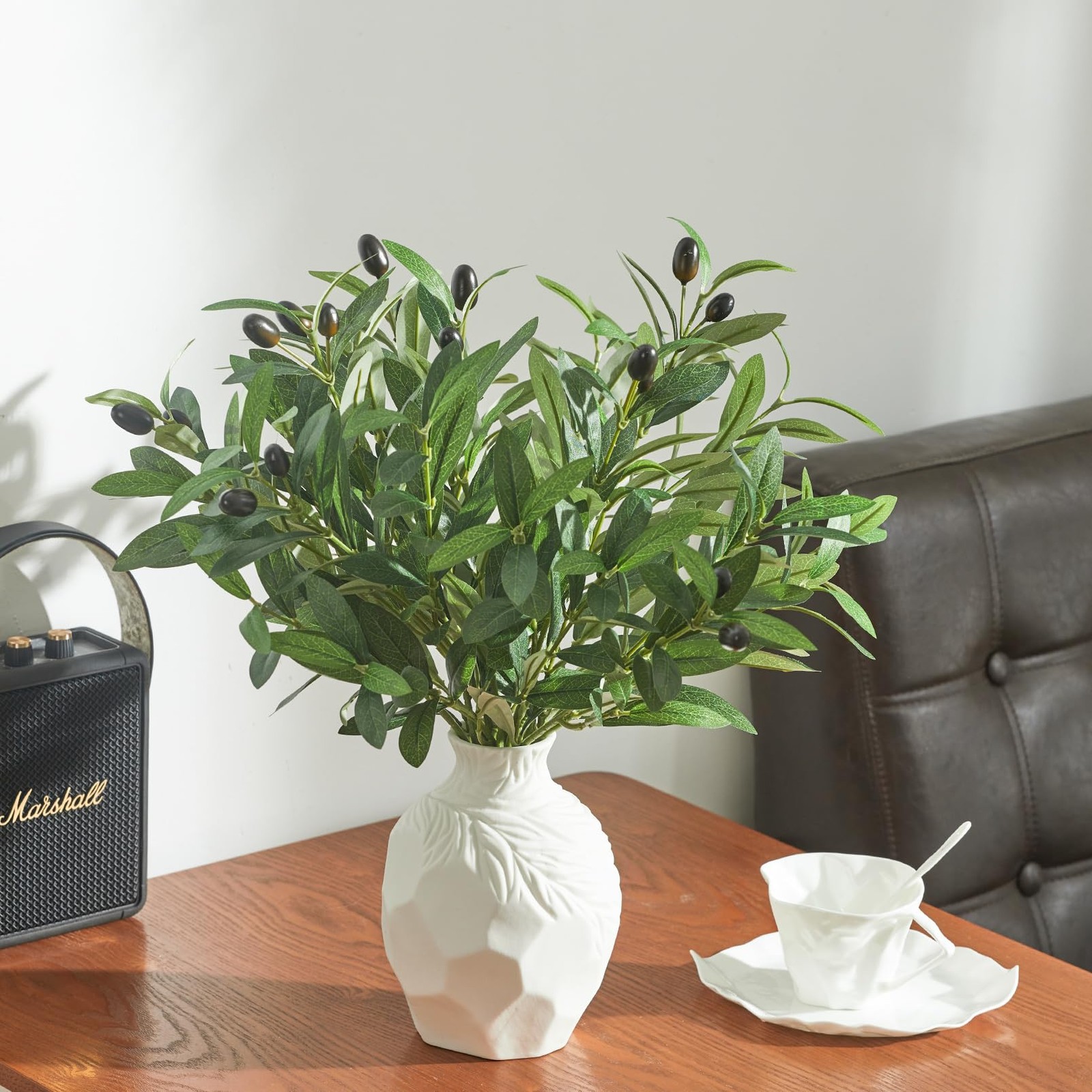 5 PCS 18 Inch Olive Tree Branches Greenery Stems Artificial Plants Faux Olive…